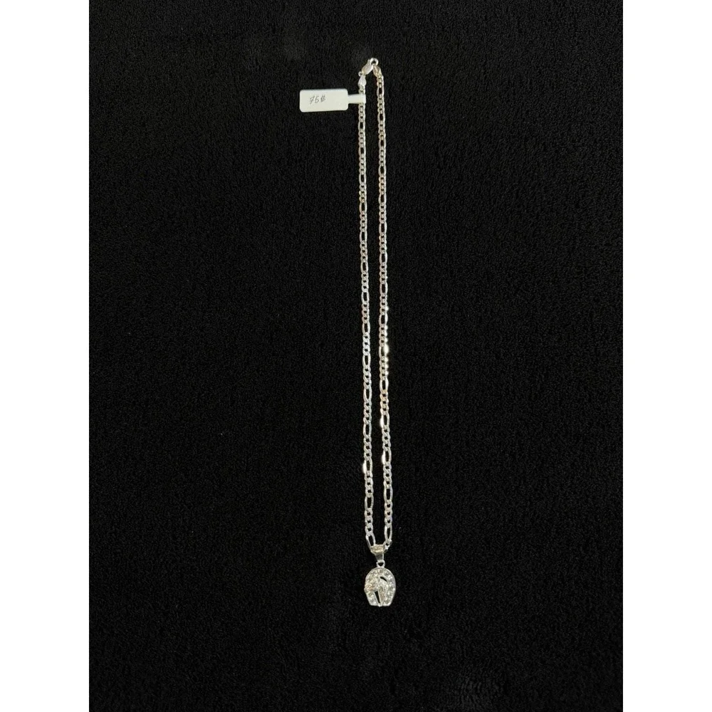 Cadena Tejido Fígaro Con Dije De Herradura Y Cabeza De Caballo - 20 Inch